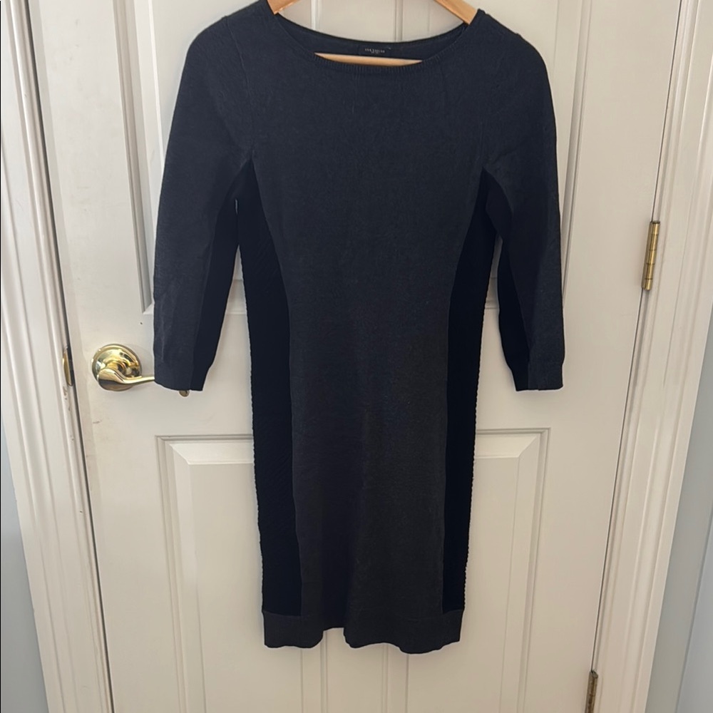 Ann Taylor Blue Sheath Dress with Cuffed 3/4 Sleeves